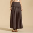 thumbnail image 1 of Women's Pleated Maxi Skirt Elastic Waist A-Line Flowy Long Skirt with Pockets Summer Casual Daily Travel Beach Work Skirt, 1 of 9