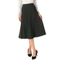 thumbnail image 1 of Women's Pleated Midi Skirt Elastic High Waist A-Line Swing Casual Flowy Long Skirts S Dark Grey, 1 of 6
