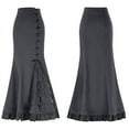 thumbnail image 1 of Women's Pleated Midi Skirt Gothic Punk Skirt Lace Up Victorian Skirt Elastic High Waist A-Line Maxi Victorian Skirts, 1 of 5