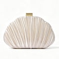 thumbnail image 1 of Women's Pleated Shell Clutch Bag Evening Handbag with Metal Frame for Party Wedding, 1 of 6