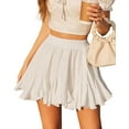thumbnail image 1 of Women's Pleated Skater Skirt Basic Casual High Waisted Ruffles Flared Mini Lingerie Skirts, 1 of 6