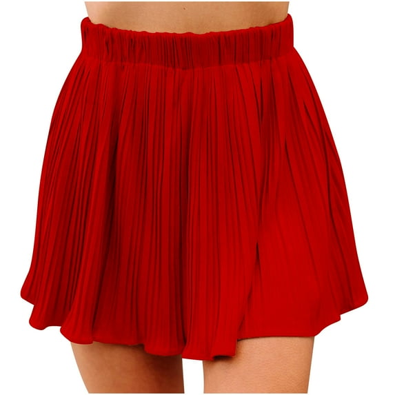 Women's Pleated Skater Skirts High Waisted Flared a Line Swing Mini Skirt Casual Summer Vacation Short Skirts