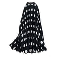 thumbnail image 1 of Women's Pleated Skirt Casual Flared High Waisted Long Skirt Basic A-Line Dot Bohemia Summer Swing Long Skirt Black One Size, 1 of 3