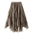 thumbnail image 1 of Women's Pleated Skirt, Tulle Skirt, Asymmetrical Skirts, Short Skater Skirt, Midi Skirt, Summer Skirt Khaki Free Size, 1 of 6