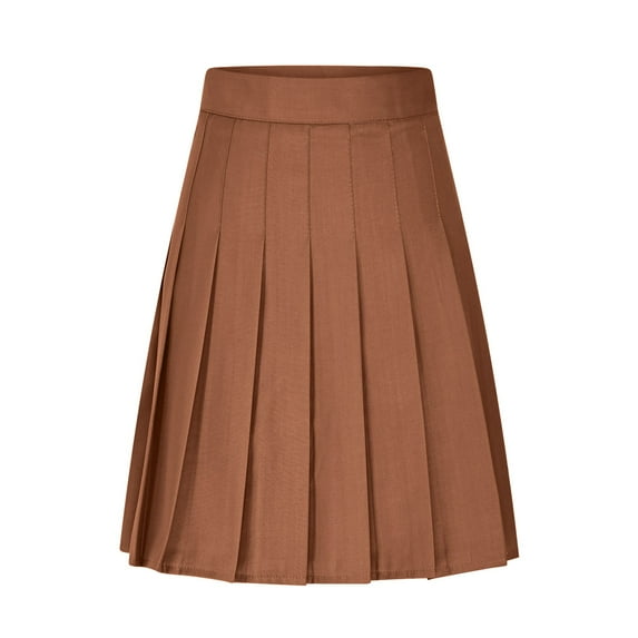 Women's Pleated Skirts Vintage Solid Color Knee-Length Long Skirts High Waist Casual Mid Length A-Line Skirts