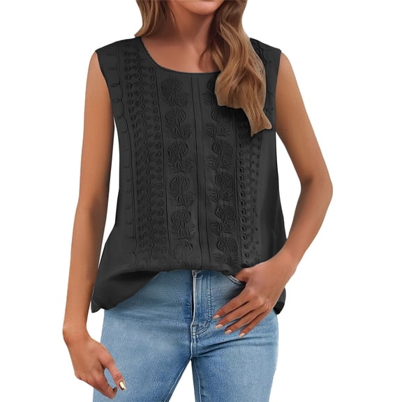 Women’s Pleated Sleeveless Top Breathable Cotton Linen Blend Casual Chic Vest Black XXXL