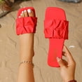 thumbnail image 1 of Women's Pleated Square Toe Slide Sandals, Trendy Wedding & Summer Flat Sandals, 1 of 4