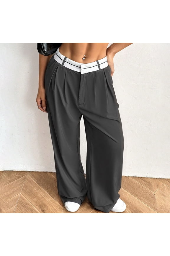 Women's Pleated Wide Leg Trousers, Tailored Suit Style Casual Pants, Elegant Palazzo Pants for Office or Special Occasions, Black - XL