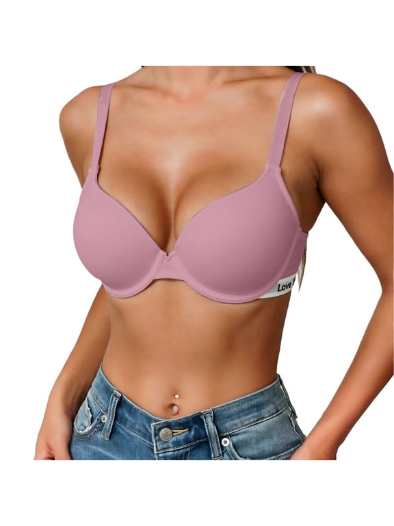 Women's Plunge Bra Deep V Sexy Underwire Low Cut Bras T Shirt Cleavage Lightly Padded