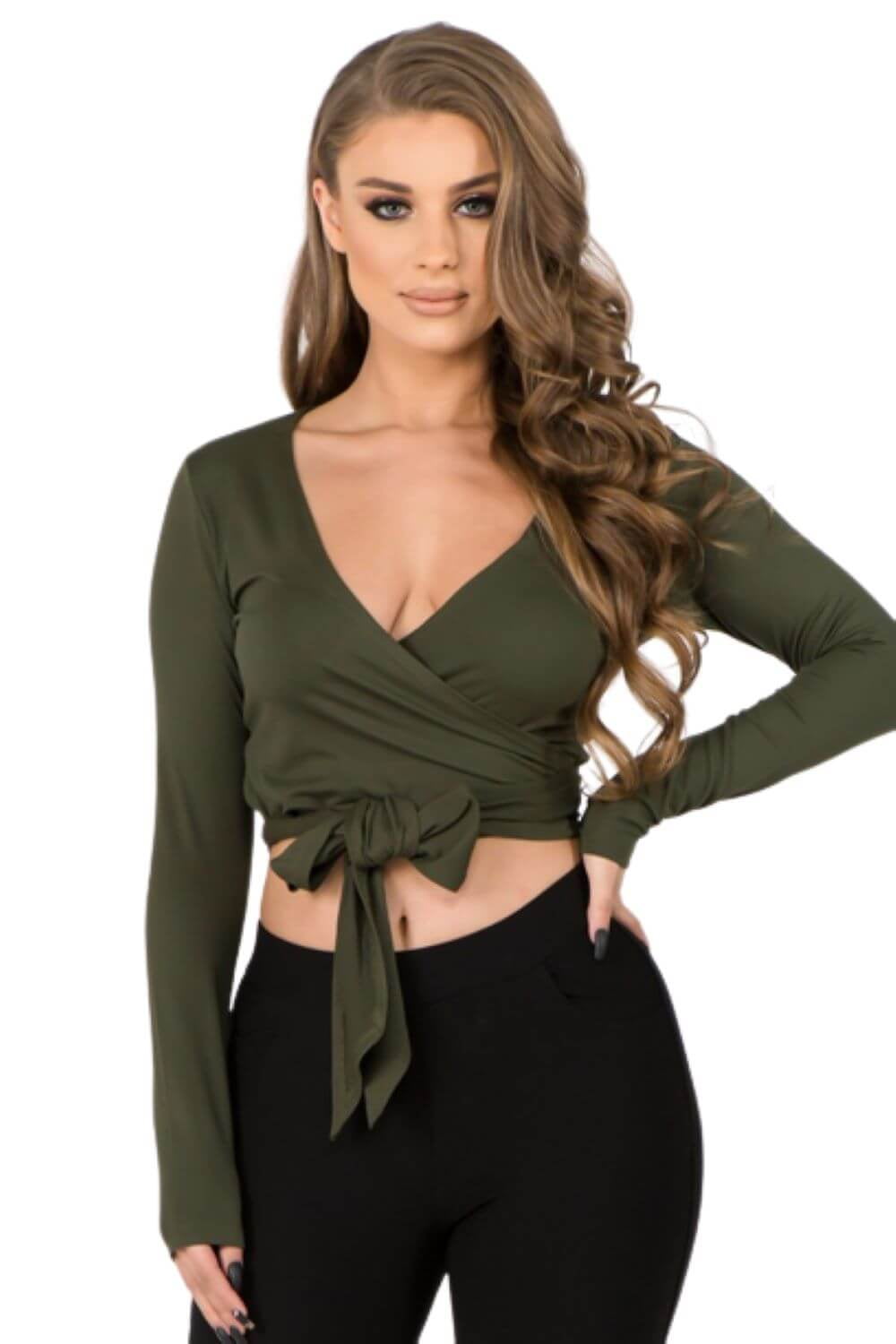 plunge neck crop top