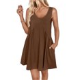 thumbnail image 1 of Women's Plunge Wide Strap Mini Tank Dress with sixty % polyester thirty five % rayon five % spandex ideal casual summer, 1 of 14