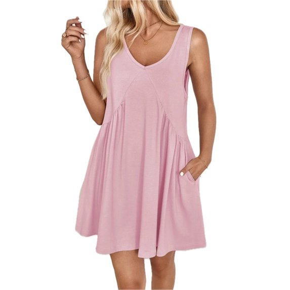 Women's Plunge Wide Strap Mini Tank Dress with sixty % polyester thirty five % rayon five % spandex ideal casual summer