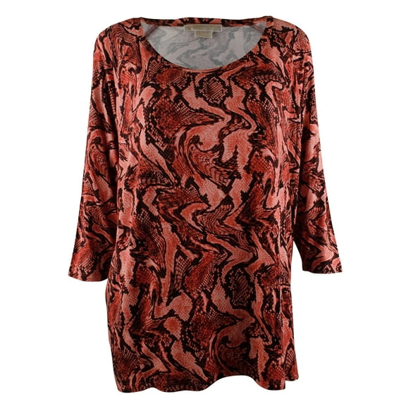 Women's Plus 3/4 Raglan Sleeve Python print Top Shirt-HC-0X