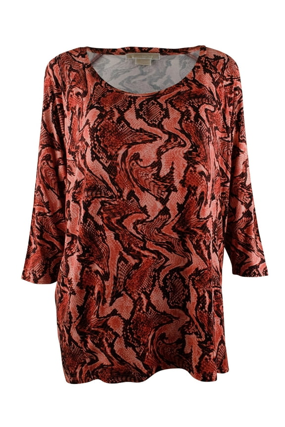 Women's Plus 3/4 Raglan Sleeve Python print Top Shirt-HC-0X