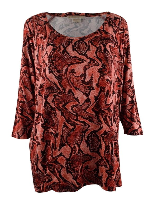 Women's Plus 3/4 Raglan Sleeve Python print Top Shirt-HC-0X