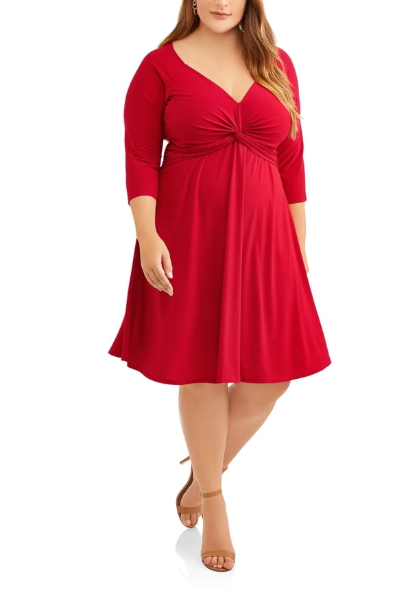 Women's Plus 3/4 Sleeve Wrap Dress
