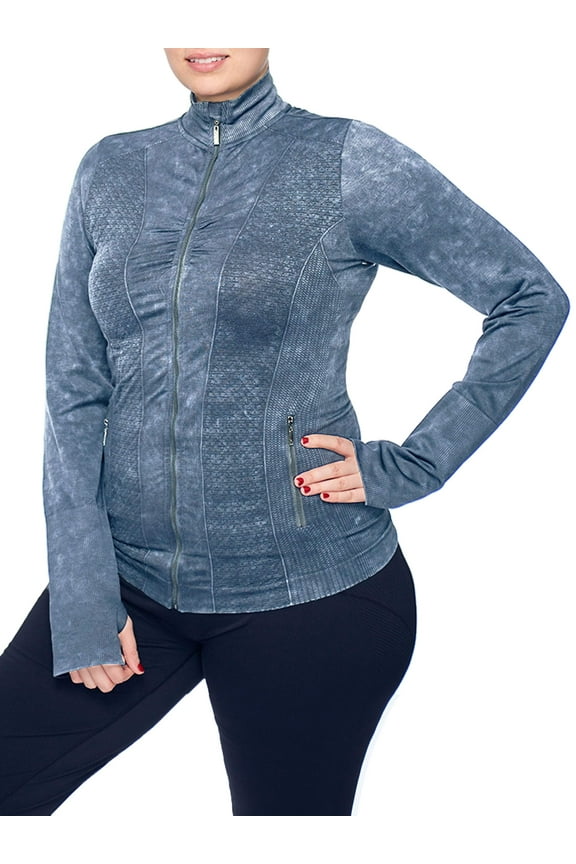 Women's Plus Active Mock Neck Zip-Front Jacket with Zipper Pockets