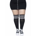 thumbnail image 1 of Women's Plus Black Athletic Socks with White Stripes, 1 of 2
