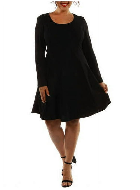 Women's Plus Black Midi Dress