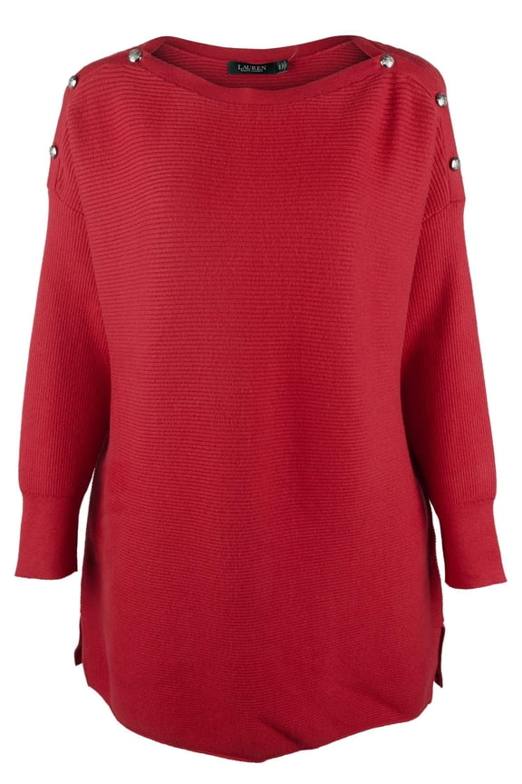 Women's Plus Boat Neck Knit Sweater R 1X Red