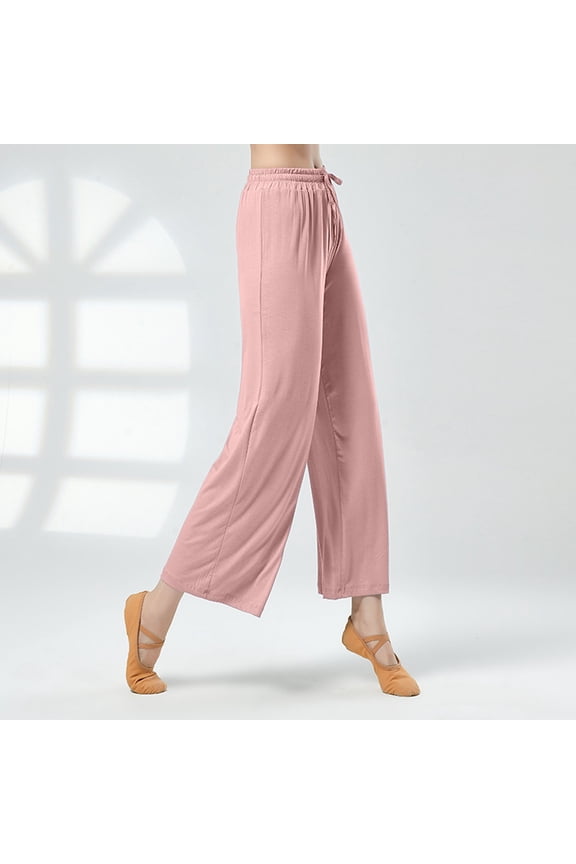 Women's Plus Cargo Pants Women Jeans Plus Size Women's Pants Elastic Waist with Pockets Wide Leg Pants High Waist Straight Vertical Vertical Stretch Modern Dance Training Pants Dance Pants Yoga Pants