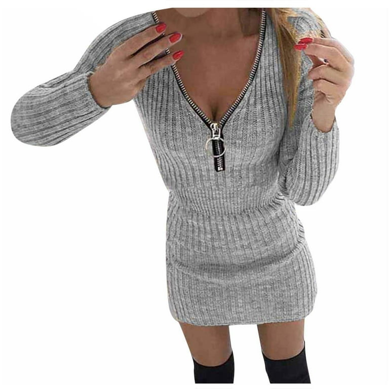 Gray Solid Zipper Bodycon Dress Gray Solid Zipper Bodycon Dress