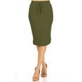 thumbnail image 1 of Women's Plus Casual Solid Pencil Midi Skirt with Drawstring Waist and Relaxed Fit, 1 of 5