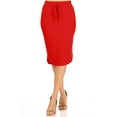 thumbnail image 1 of Women's Plus Casual Solid Pencil Midi Skirt with Drawstring Waist and Relaxed Fit, 1 of 5