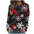 thumbnail image 1 of Women's Plus Christmas Sweaters Fashion Festive Graphic Long Sleeve Round Neck Casual Pullover Warm Tops (4XL, Black), 1 of 5