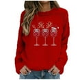 thumbnail image 1 of Women's Plus Christmas Sweaters Fashion Festive Graphic Long Sleeve Round Neck Casual Pullover Warm Tops (XL, Red), 1 of 5