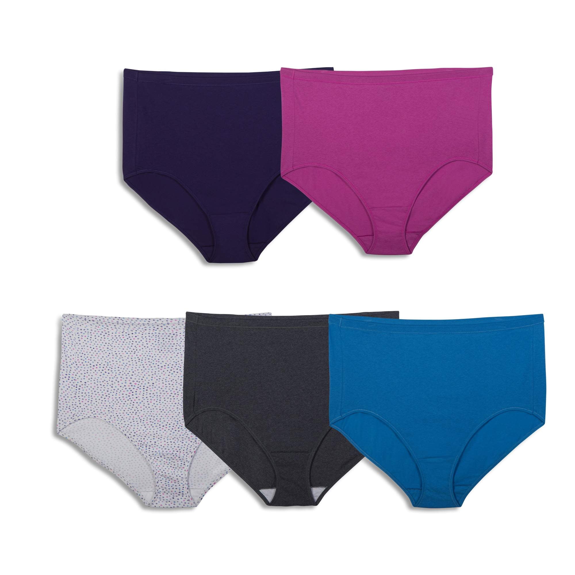 Women's Plus Comfort Covered Cotton Assorted Brief Panties - 5 Pack ...