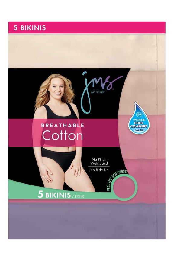 Women's Plus Cotton Bikini Panties in Assorted - 5 Pack