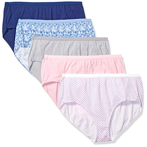 Women's Plus Cotton Brief Assorted Panties - 5 Pack