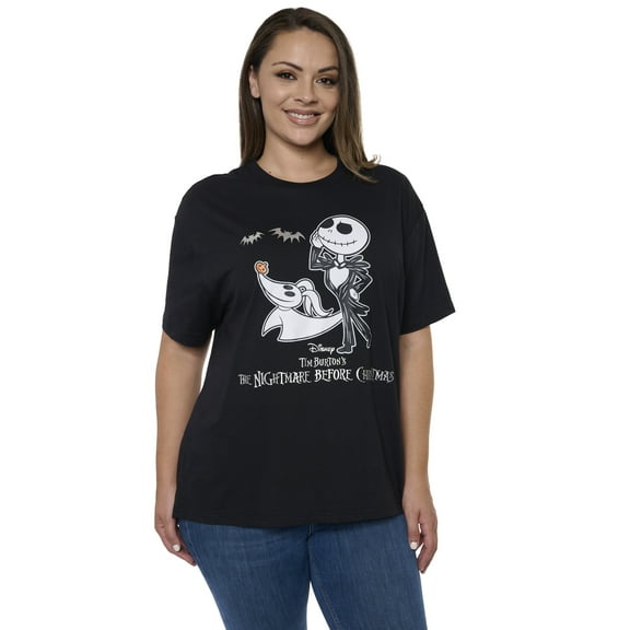Women's Plus Disney Nightmare Before Christmas Jack Skellington T-Shirt Black