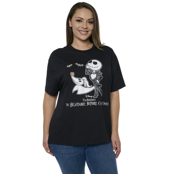 Women's Plus Disney Nightmare Before Christmas Jack Skellington T-Shirt Black