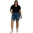 thumbnail image 1 of Women's Plus Distressed Bermuda Shorts, Medium wash, 26, 1 of 1