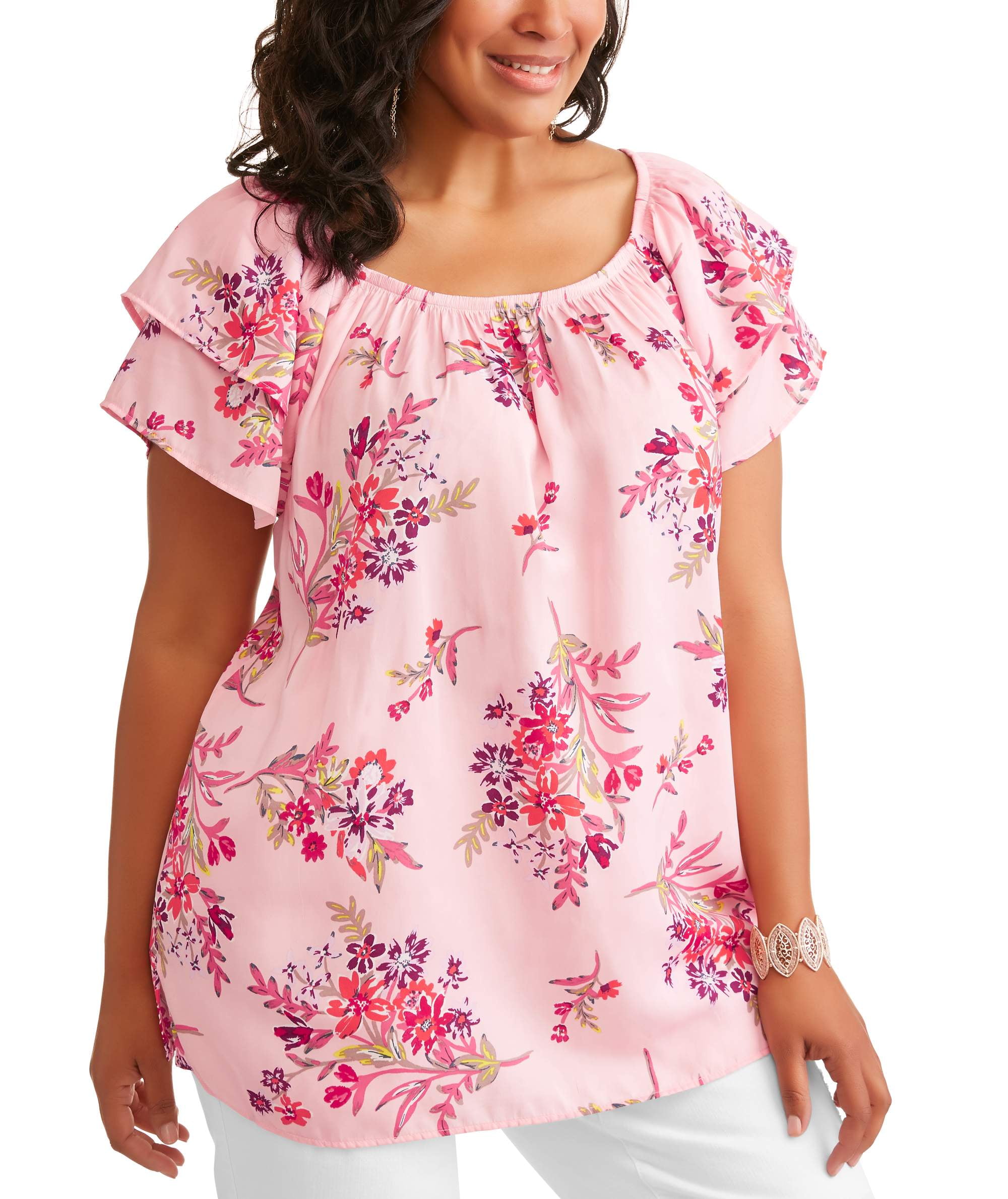 women's plus peasant tops