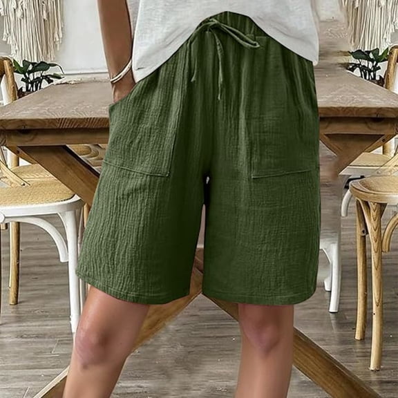 Women's Plus Dress Pants Women Stretchy High Waist Womens Dress Pants for Work High Waisted Shorts for Women Knee Length Linen Wide Leg High Waisted Beach Summer Pants Casual Vacation Short Pant