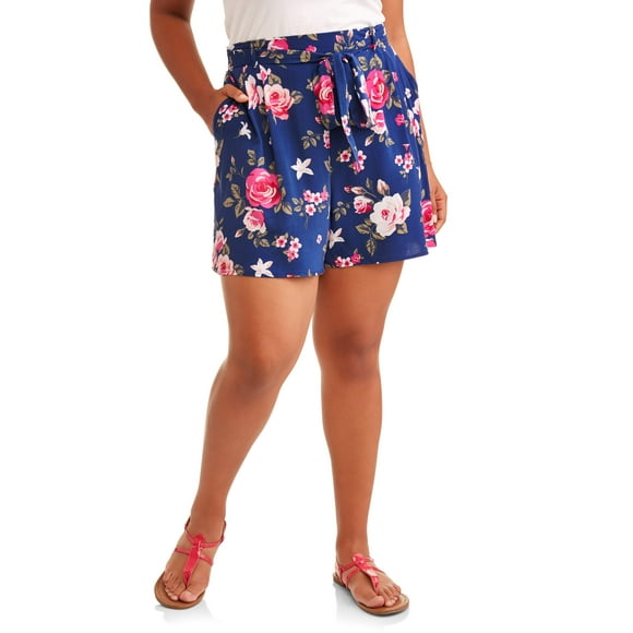 Women's Plus Fashion Soft Short with Self Tie Belt