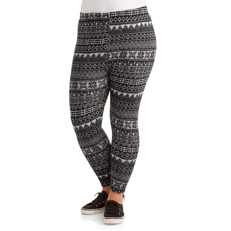 Women s Plus Fleece Lined Basic Legging 2 Pack Walmart