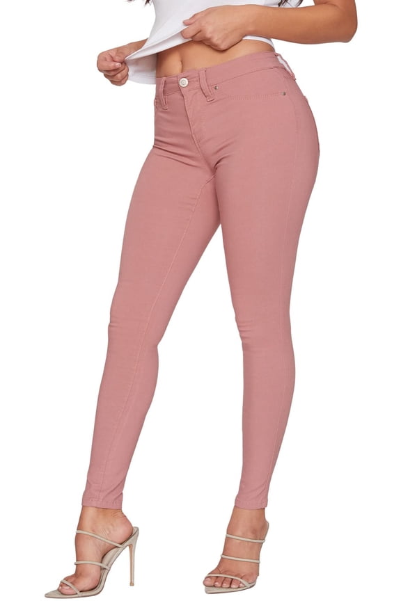 Women's Junior Hyperstretch Forever Color Mid-Rise Skinny Jean 3X, Canyon Rose