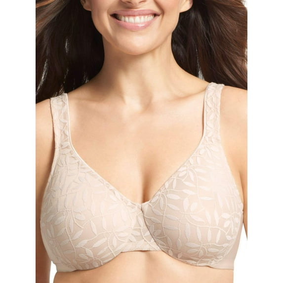Women's Plus Lace Sheer Leaves Underwire Minimizer Bra, Style 35519