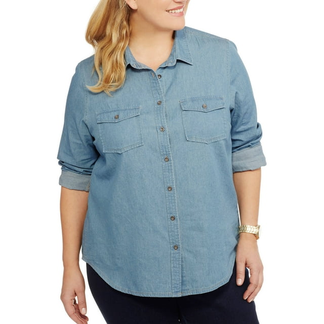 Women's Plus Lightweight Chambray Shirt
