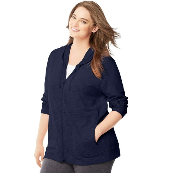 Women's Plus Lightweight Slub Jersey Zip Hood