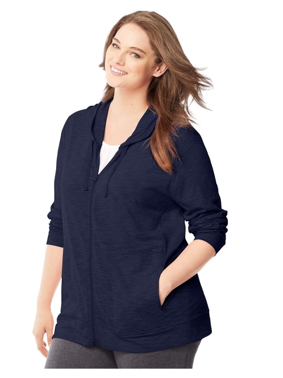 Women's Plus Lightweight Slub Jersey Zip Hood