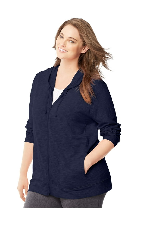 Women's Plus Lightweight Slub Jersey Zip Hood