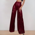 thumbnail image 1 of Women's Plus Linen Pants Women Petite Dressy Women's Fashion Casual Sequined Pants Sparkling Sequins High Waisted Wide Leg Flared Pants Flared Pants Nightclub Wear, 1 of 5