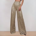thumbnail image 1 of Women's Plus Linen Pants Women Petite Dressy Women's Fashion Casual Sequined Pants Sparkling Sequins High Waisted Wide Leg Flared Pants Flared Pants Nightclub Wear, 1 of 5