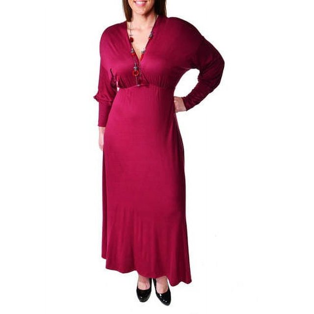 Women's Plus Long Sleeve Empire Maxi Dress - Walmart.com