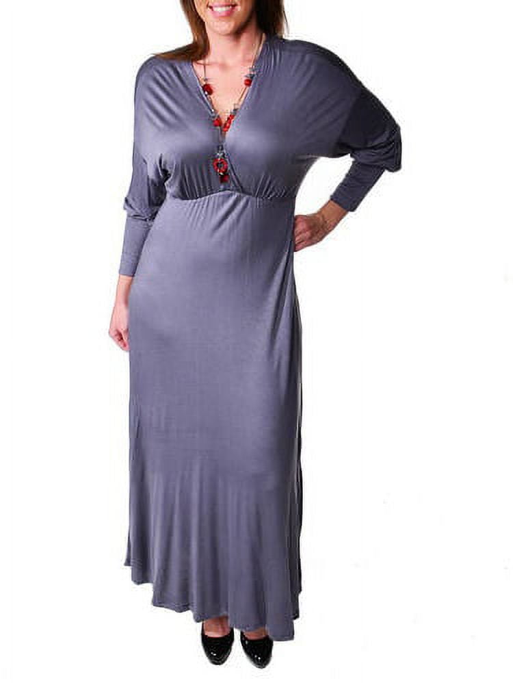 Women's Plus Long Sleeve Empire Maxi Dress - Walmart.com